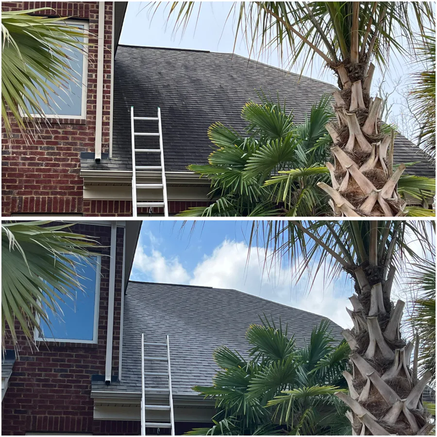 before and after cleaning a roof in west columbia sc